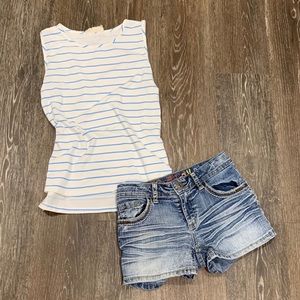 Blue and white striped tank